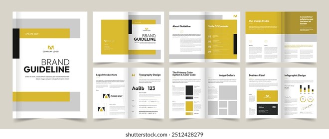 Brand Guidelines Template, Brand Identity Presentation Layout, Logo Guideline template, Brand Guidelines, A4 Guidelines