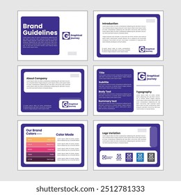 Brand Guidelines Template, Brand Identity Presentation Layout, Logo Guideline template, Brand Guidelines Minimal colorful Professional Designed Brand Guideline Template layout illustration concept