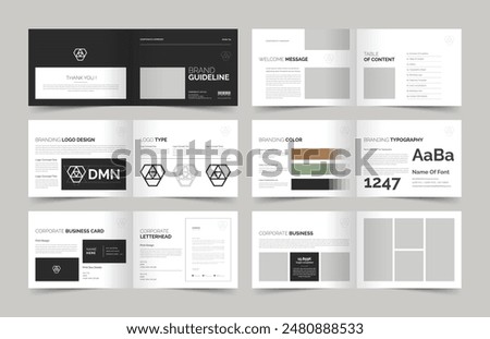 Brand Guidelines Template, Brand Identity Presentation Layout, Logo Guideline template, Brand Guidelines, A4 Guidelines