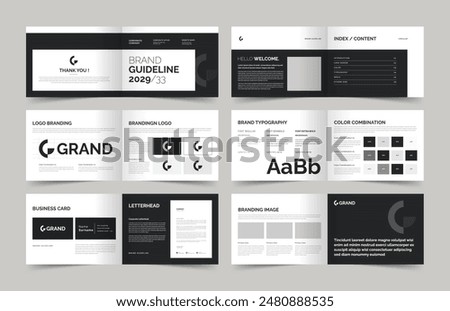 Brand Guidelines Template, Brand Identity Presentation Layout, Logo Guideline template, Brand Guidelines, A4 Guidelines