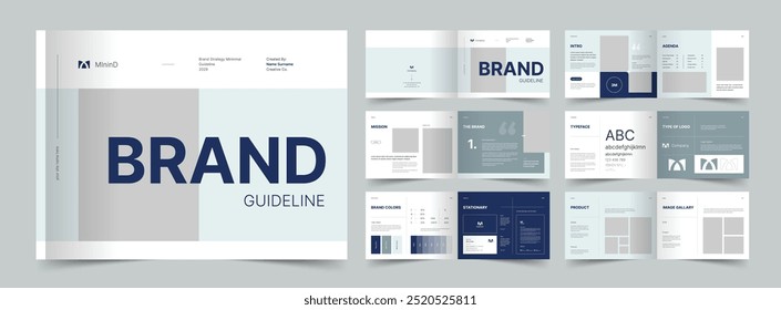 Brand Guidelines Template, Landscape Brand Identity Presentation Layout, Logo Guideline template, A4 Guidelines