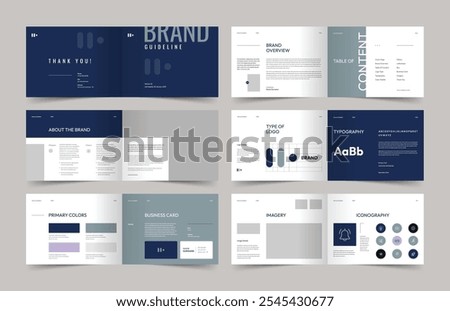 Brand Guidelines Template, Landscape Brand Identity Presentation Layout, Logo Guideline template, A4 Guidelines