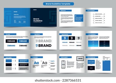 Brand guidelines template and landscape logo brand manual layout design, corporate identity