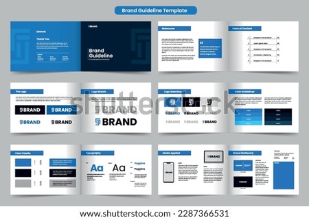 Brand guidelines template and landscape logo brand manual layout design, corporate identity