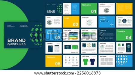 Brand Guidelines template. Logo Guide Book. Corporate identity presentation. Logo Guideline template. Logotype presentation for internet company.