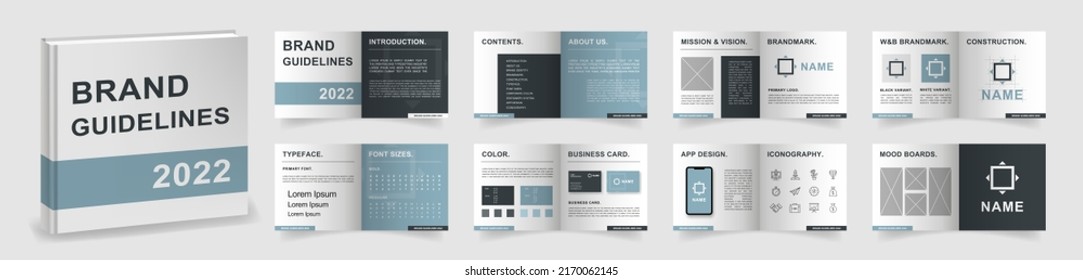 Brand Guidelines Template. Minimal Turquoise Logo Guideline Template. Multi-purpose Brand Manual Presentation Mockup. Logo Guide Book Layout