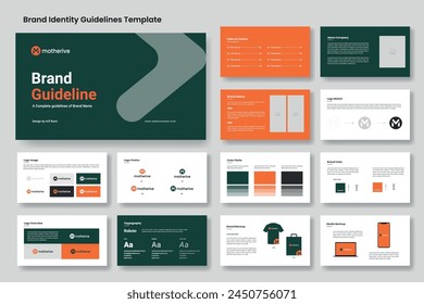 Brand guidelines template and Modern brand identity presentation layout, Brand Manual Book design