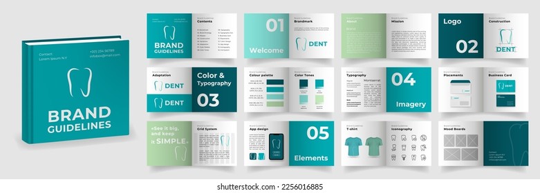 Brand Guidelines template. Turquoise Logo Guideline template. Multi-purpose Brand Manual presentation mockup. Logo Guide Book. Logotype presentation