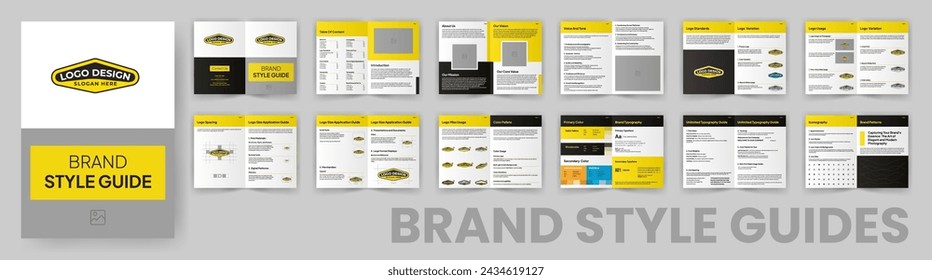 Brand Guidelines Template. Yellow Accent Brand Book Design Presentation