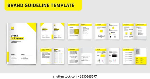 Brand Guidelines Template Yellow Brand Manual Template Brand Guide Brochure Brand Guide Book Brochure Layout