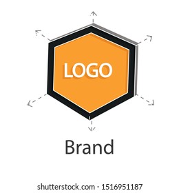 Brand icon concept on white background. Business storytelling creative idea design. Flat vector illustration use for your project.