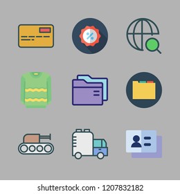 brand icon set. vector set about promotions, tank, web and business card icons set.
