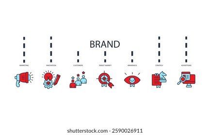 Brand icons set isolated on White Background Flat style design