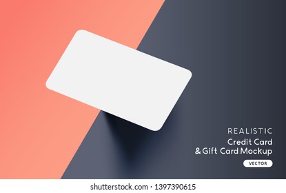 Brand Identity Blank Credit / Gift / Business Card Mockup Template Design With Vector Shadow Effects.