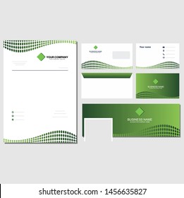 Brand identity bundle green dot template design