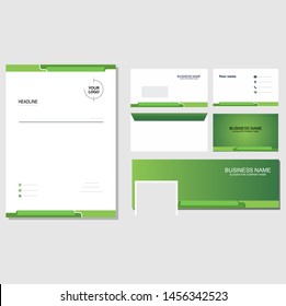 Brand identity bundle green template design vector