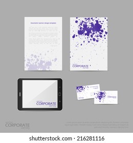 Brand identity company style template demonstrated on mobile devices office supplies and stationery for businesses