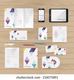 Brand identity company style template demonstrated on mobile devices office supplies and stationery for businesses