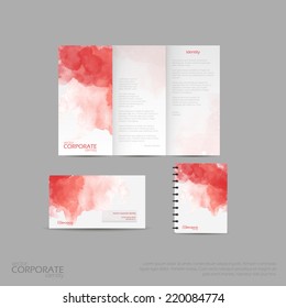 Brand identity company style template demonstrated on mobile devices office supplies and stationery for businesses with watercolor background