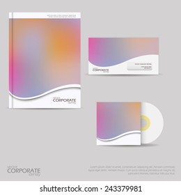 Brand identity company style template demonstrated on office supplies and stationery for businesses. Consist of business cards, A4 letterheads, folder, pencils, envelopes and notebook.