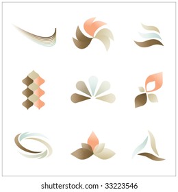 BRAND IDENTITY DESIGN ELEMENTS. Vector icons ans symbols such as logos.