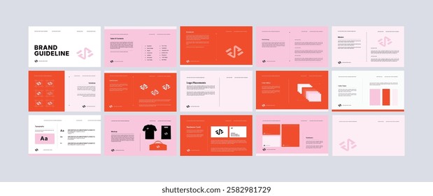 Brand identity design template. Complete Brand Guidelines Template, Creative guidelines layout, presentation, Logo and brand strategy guide, Logo guideline book.