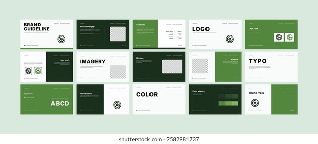 Brand identity design template. Complete Brand Guidelines Template, Creative guidelines layout, presentation, Logo and brand strategy guide, Logo guideline book.