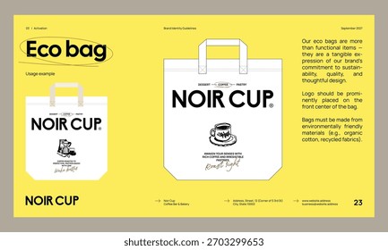 Markenidentitätsrichtlinien-Vorlage zur Erstellung einer visuellen Identität Ihres Unternehmens. Vorlage für Café, Bäckerei, Restaurant.