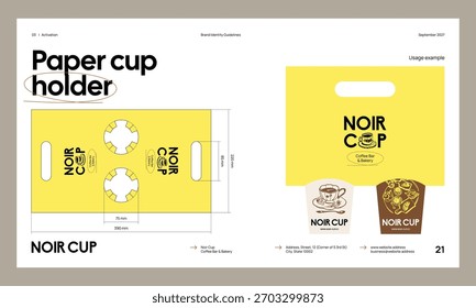 Brand identity guideline template to create visual identity of your company. Template for cafe, bakery, restaurant.