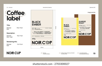 Brand identity guideline template to create visual identity of your company. Template for cafe, bakery, restaurant.