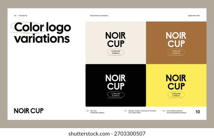 Brand identity guideline template to create visual identity of your company. Template for cafe, bakery, restaurant.