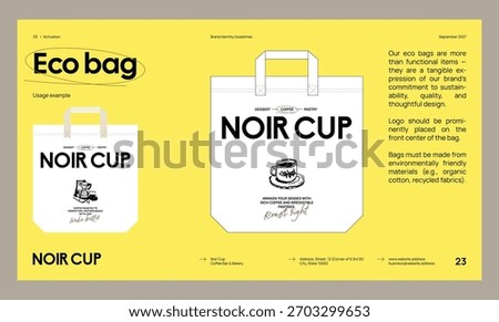Brand identity guideline template to create visual identity of your company. Template for cafe, bakery, restaurant.