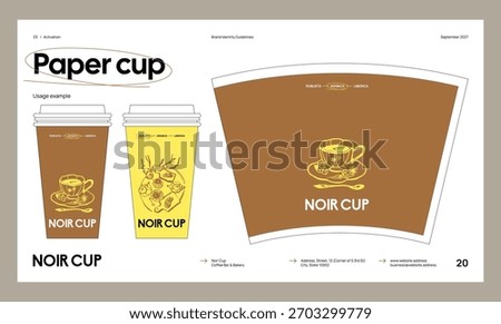 Brand identity guideline template to create visual identity of your company. Template for cafe, bakery, restaurant.