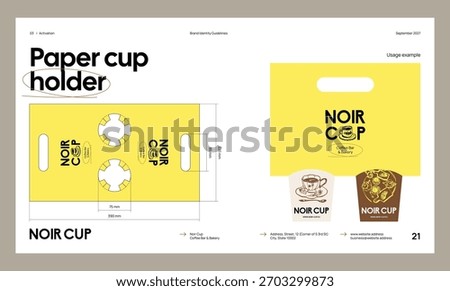 Brand identity guideline template to create visual identity of your company. Template for cafe, bakery, restaurant.