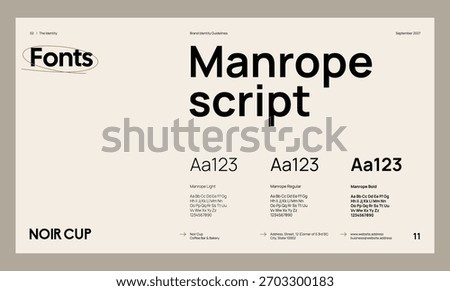 Brand identity guideline template to create visual identity of your company. Template for cafe, bakery, restaurant.