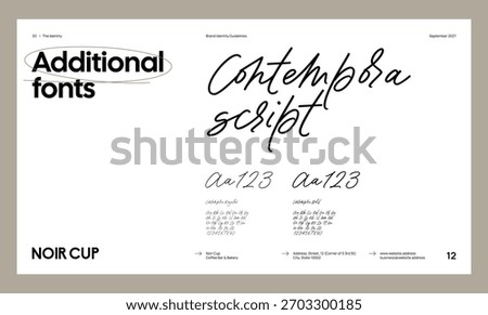 Brand identity guideline template to create visual identity of your company. Template for cafe, bakery, restaurant.