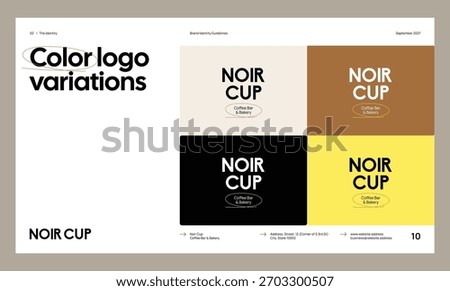 Brand identity guideline template to create visual identity of your company. Template for cafe, bakery, restaurant.