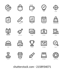 Paquete de iconos de identidad de marca para el diseño de su sitio web, logotipo, aplicación, interfaz de usuario. Diseño de esquema de icono de identidad de marca. Ilustración gráfica vectorial y trazo editable.