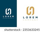 Brand Identity mockup with corporate logo for your unique company. Elegant symbol with visual template. Letter H logotype with negative space design.