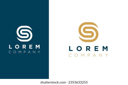 Brand Identity Mockup with corporate logo for your unique company. Stamp style Symbol with visual template. Letter S logotype with negative space design.