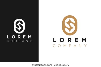 Brand Identity mockup with corporate logo for your unique company. Elegant stamp style symbol with visual template. Letter S logotype with minimal style negative space design.