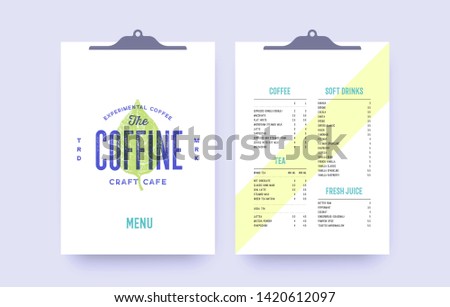 Brand identity set for Cafe, Restaurant Bar, Pub. Old school vintage template menu, label, logo with cover and text list template. Vintage clipboard menu for bar, cafe, restaurant. Vector Illustration