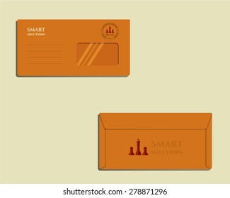 Brand identity template. Envelope. Front and back sides. Chess Smart solutions design template with management Consulting keywords concept. With company logo. Vector illustration