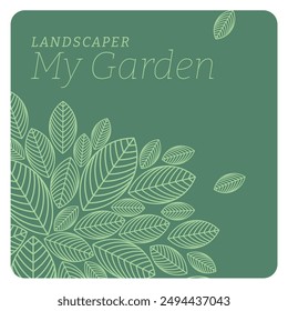 Brand image, logo for landscaper, garden designer, gardener, urban planner, nurseryman. Editable vector illustration, colors and texts, mock-up stationery, signs, truck wrapping