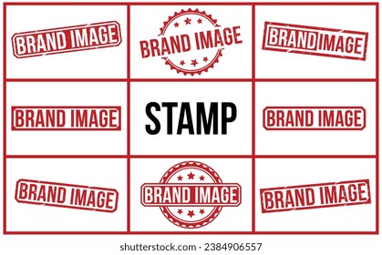 La imagen de la marca marca marca marca el sello de goma roja sobre fondo blanco. Señal de marca de marca. Marca de imagen.