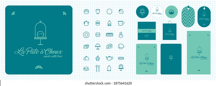 brand image for tea room, pastry shop, dessert creator, caterer, pastry craftsman