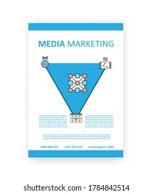 Brand influence brochure template. Boosting company credibility tips. Flyer, booklet, leaflet print, cover design with linear icons. Vector layouts for magazines, annual reports, advertising posters