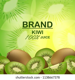 Brand kiwi juice concept background. Realistic illustration of brand kiwi juice vector concept background for web design