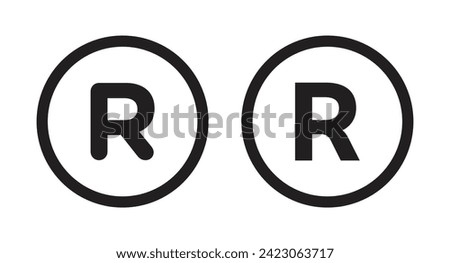 Brand Legality register R vector Icon Set. Trademark Authorization vector symbol for UI design.