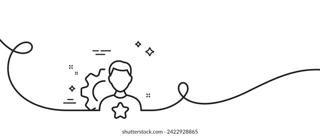 Brand line icon. Continuous one line with curl. Business influencer sign. Pr ambassador symbol. Brand single outline ribbon. Loop curve pattern. Vector